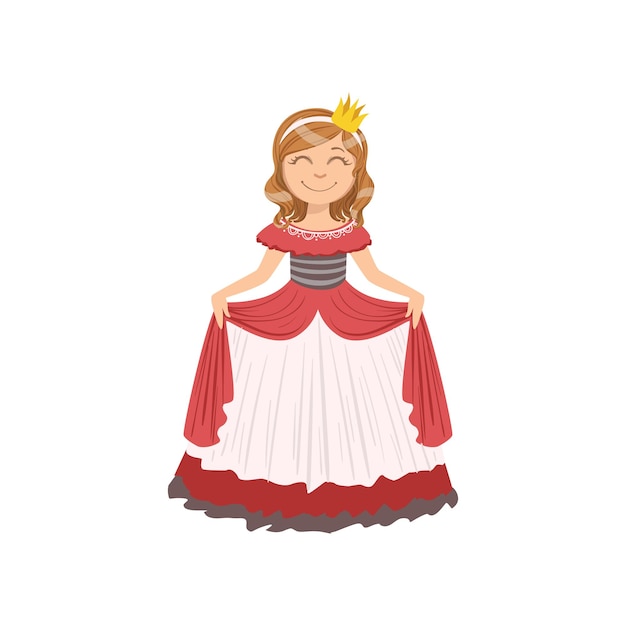 Petite Fille En Robe Rouge Habillée En Princesse De Conte De Fées