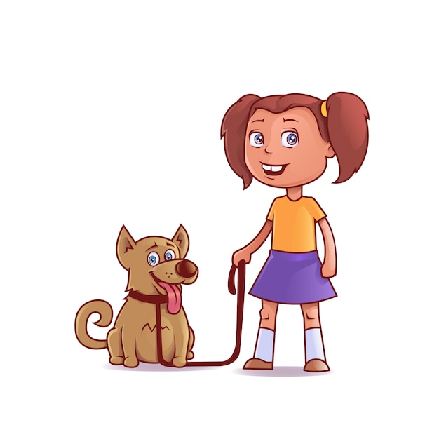 Petite Fille Avec Son Chien