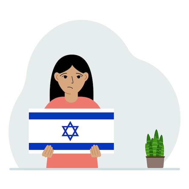 Une Petite Fille Tient Le Drapeau D'israël Dans Ses Mains Le Concept De Fête Nationale De Démonstration Ou De Patriotisme Nationalité