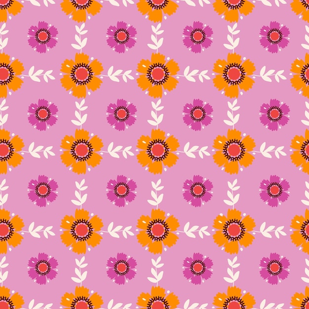 Petite Fleur 70's Retro Seamless Pattern 60s Et 70s Tile