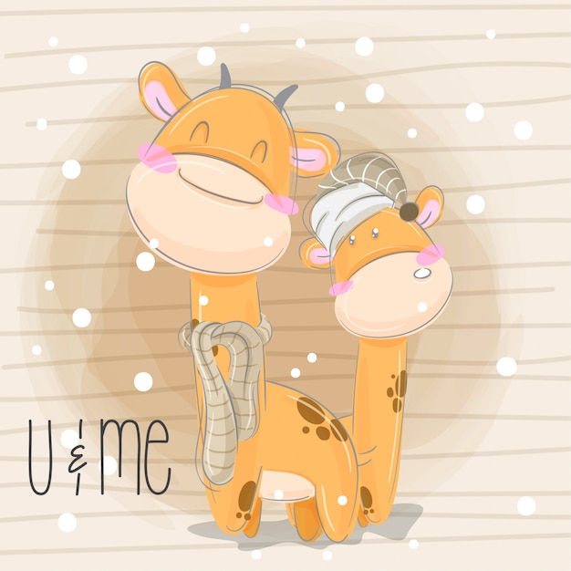 Petite Illustration De Tirage Main Girafe