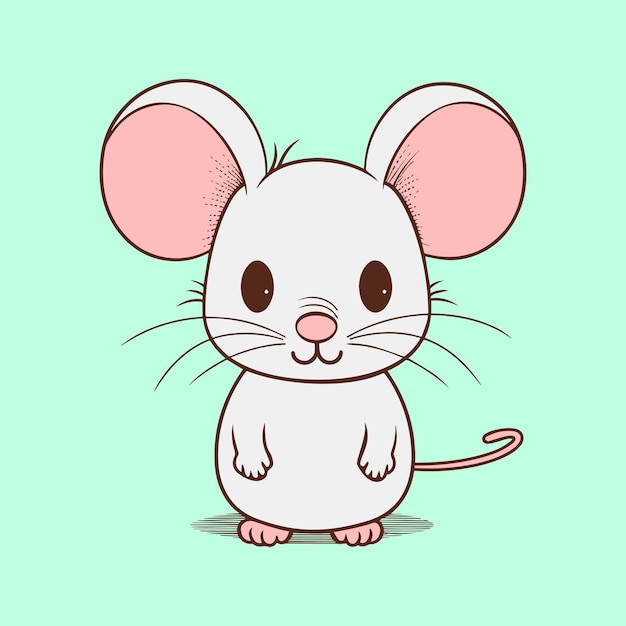 Vecteur une petite souris se tient sur un fond vert.