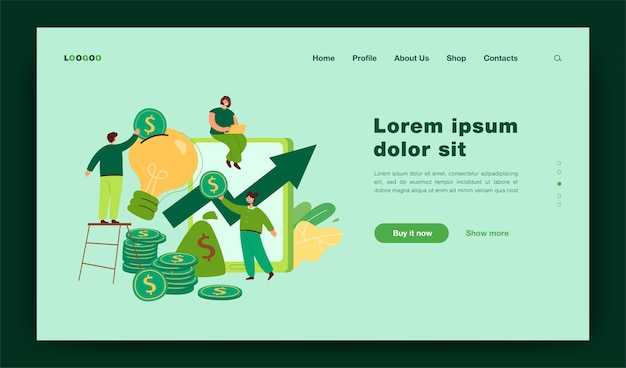 De petites personnes investissent dans un modèle de page de destination d'idée
