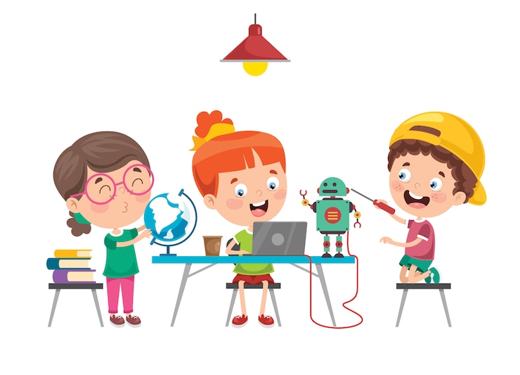 Petits enfants étudient en classe