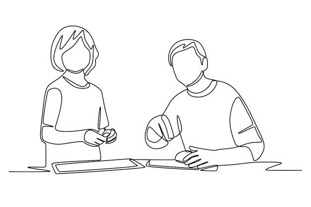 Les petits-enfants et le grand-père font des gâteaux Cuire avec les grands-parents concept dessin en ligne