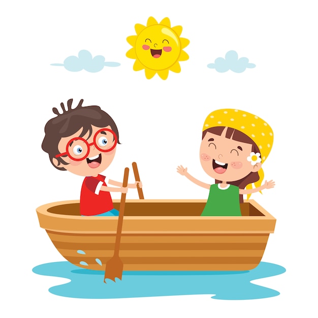 Petits Enfants Mignons Sur Le Bateau