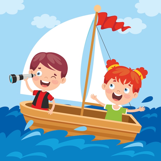 Petits Enfants Mignons Sur Le Bateau