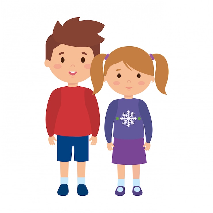 Vecteur petits enfants avec des vêtements d&#39;hiver
