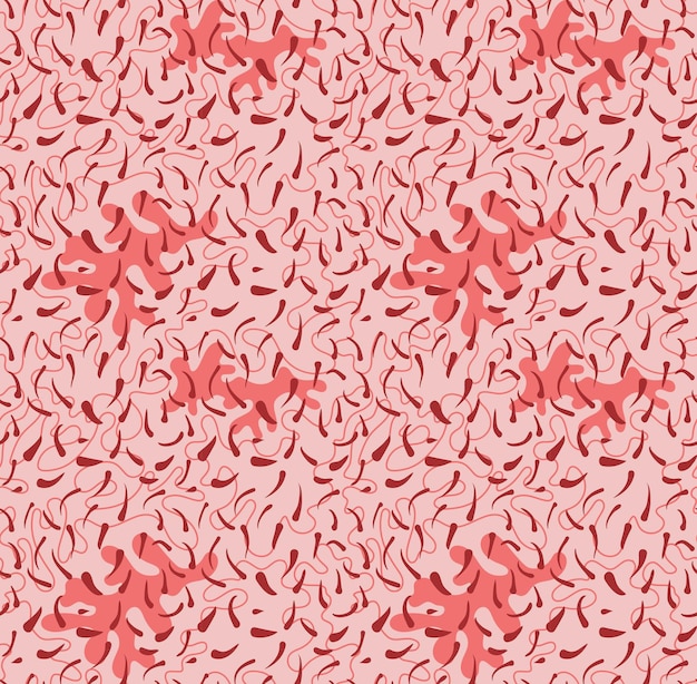 Petits poissons abstraits dans l'océan rose avec motif sans couture de coraux