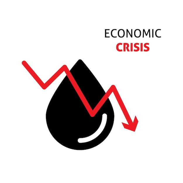 Pétrole Avec Tendance à La Baisse En Zigzag Rouge De La Baisse Du Prix Du Baril Des Bénéfices Et De La Crise économique Mondiale