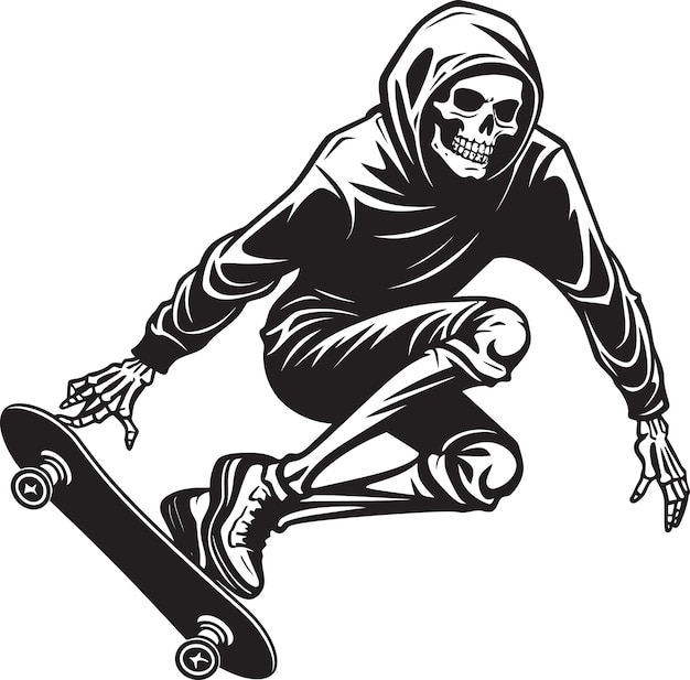 Vecteur phantasmagorical grinds l'art du skateboarding squelette skele lisse le fl sans couture