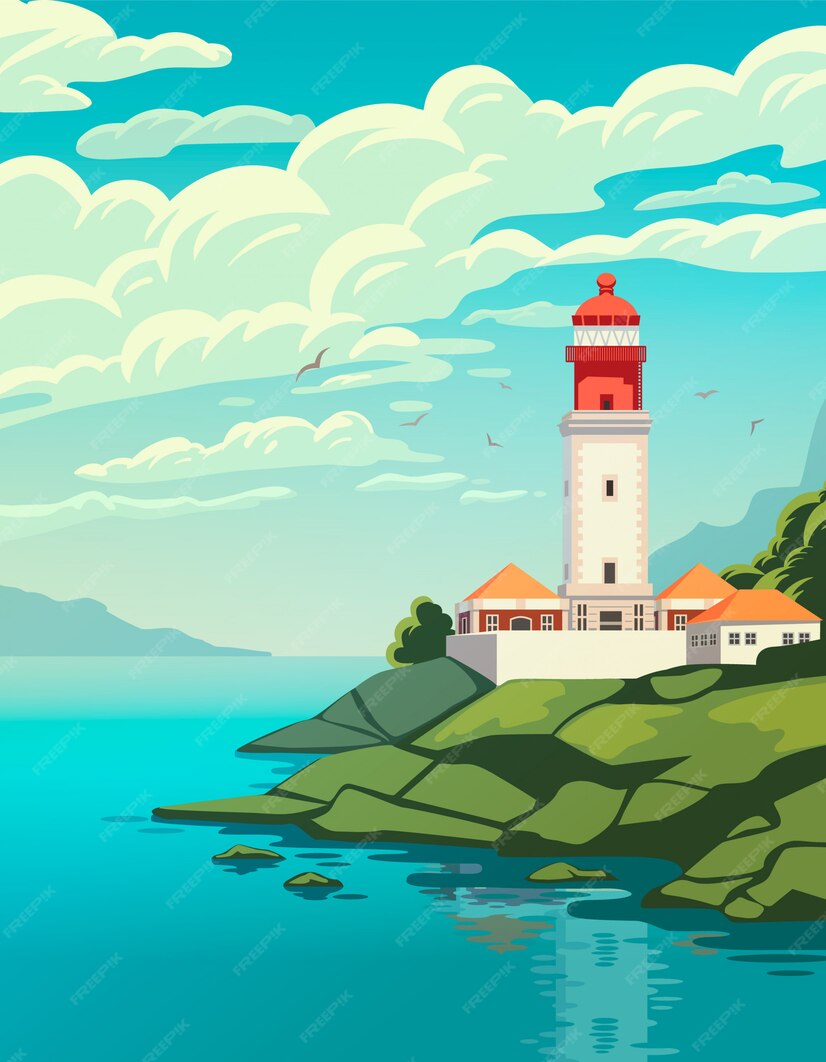 Рисуем Маяк на берегу моря