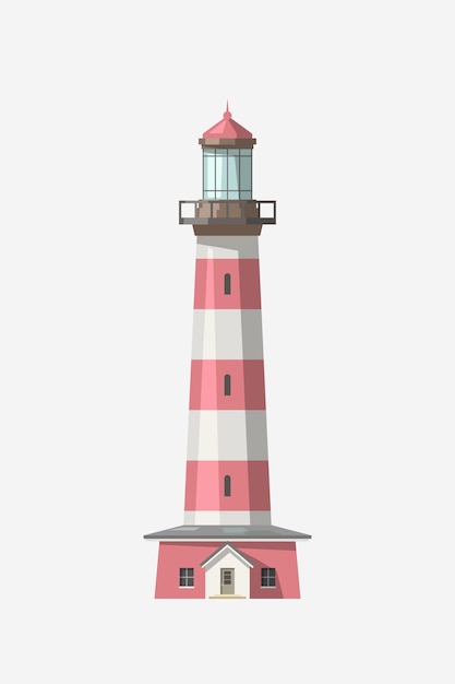 Phare de couleur rouge de conception simple sur blanc