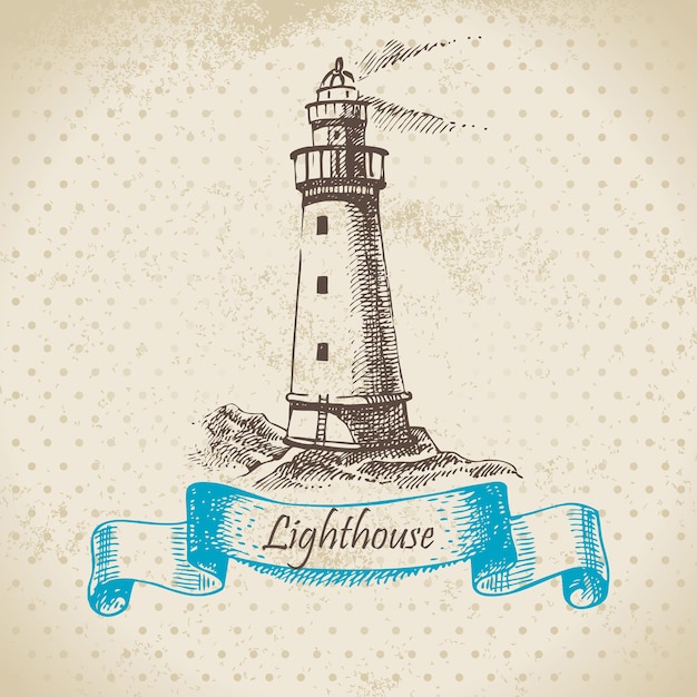 Phare. Illustration Dessinée à La Main