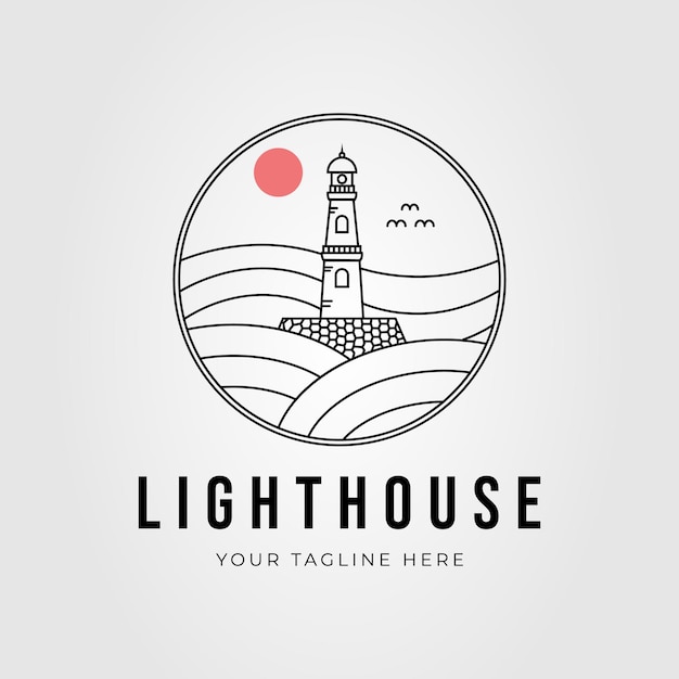 Phare, Tour De Balise Contour Logo Vector Illustration Design