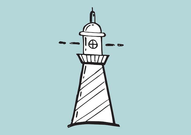 Phare Vector Illustration Style Dessiné à La Main.