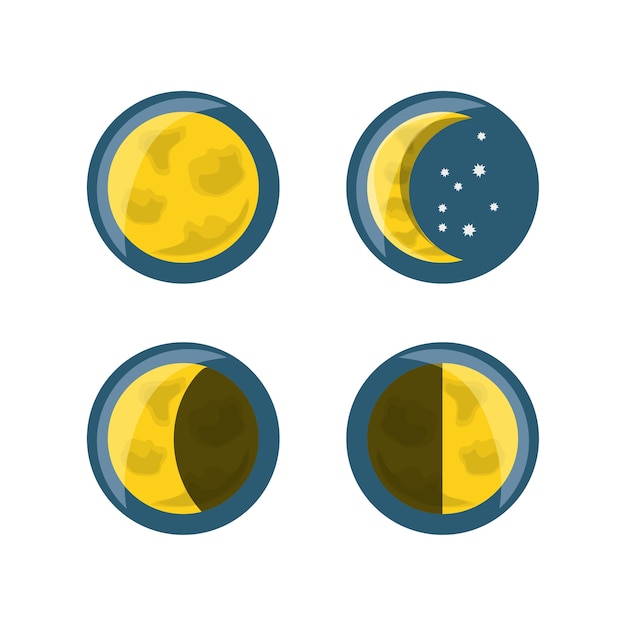 Phases de lune jaune du thème de l'heure du coucher et du ciel de nuit