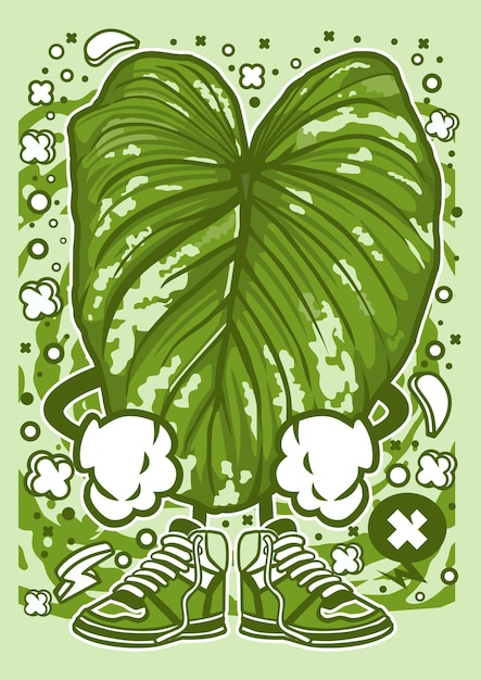 Philodendron Mamei personnage de dessin animé