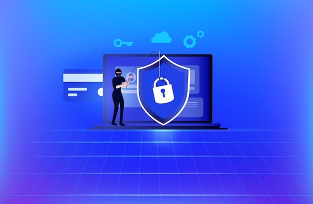 Phishing scam hacker crime attack et concept de sécurité des données personnelles Hacker voler en ligne