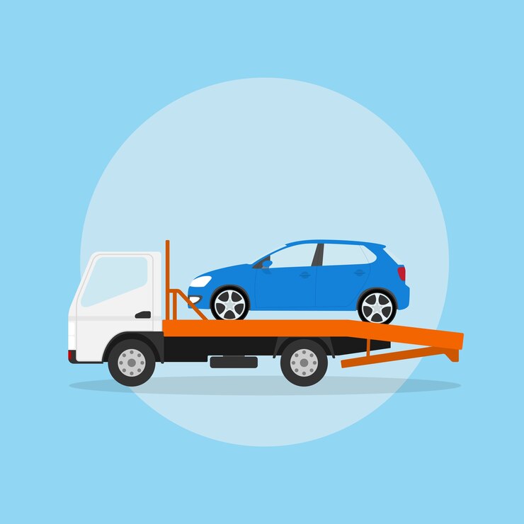 Vecteur photo de la dépanneuse avec voiture dessus, illustration de style
