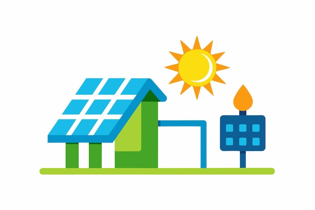 une photo d'une maison avec un panneau solaire bleu sur le devant