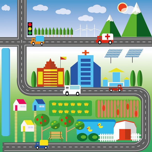 La photo montre le public le design plat de la ville