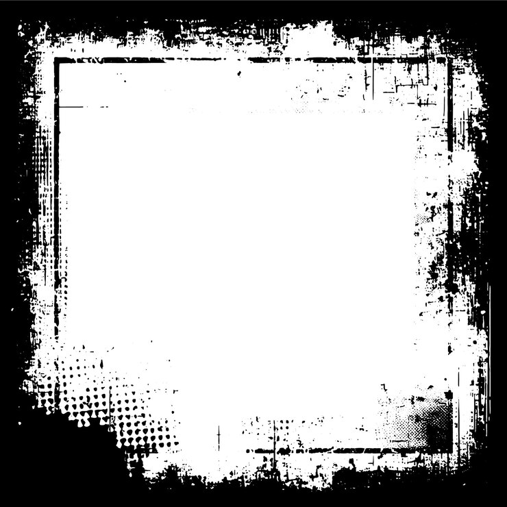 Vecteur une photo en noir et blanc d'une frontière grunge carrée carrée