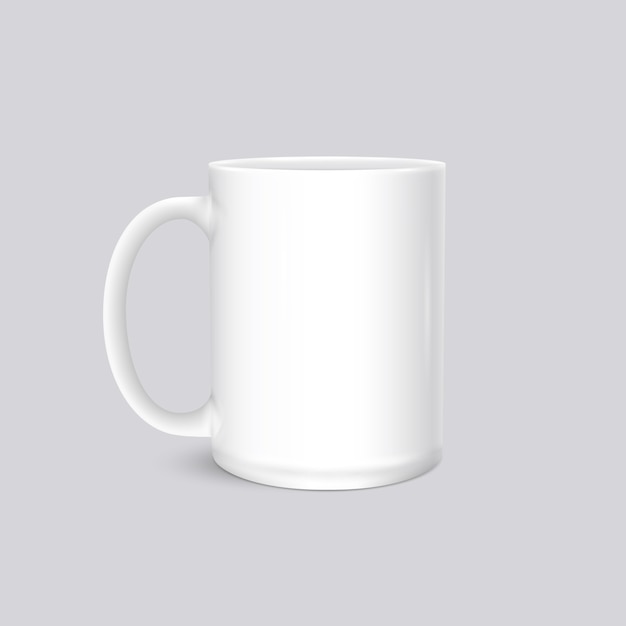 Photo de tasse blanche réaliste isolé sur fond gris