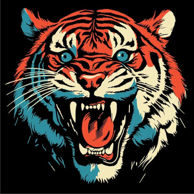 Vecteur une photo de tête du vecteur angry tiger