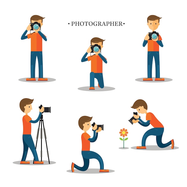 Photographe, Homme Prenant Des Photos Avec Un Appareil Photo