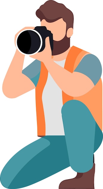 Vecteur photographe de personnages vectoriels design plat prendre une photo