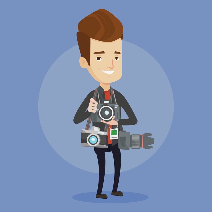 Vecteur photographe prenant illustration photo.