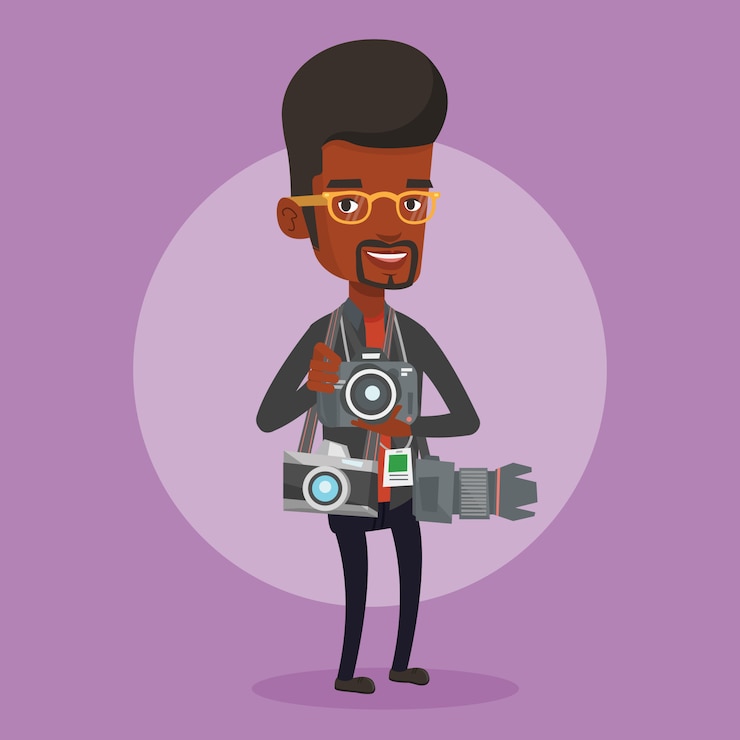 Vecteur photographe prenant illustration photo.