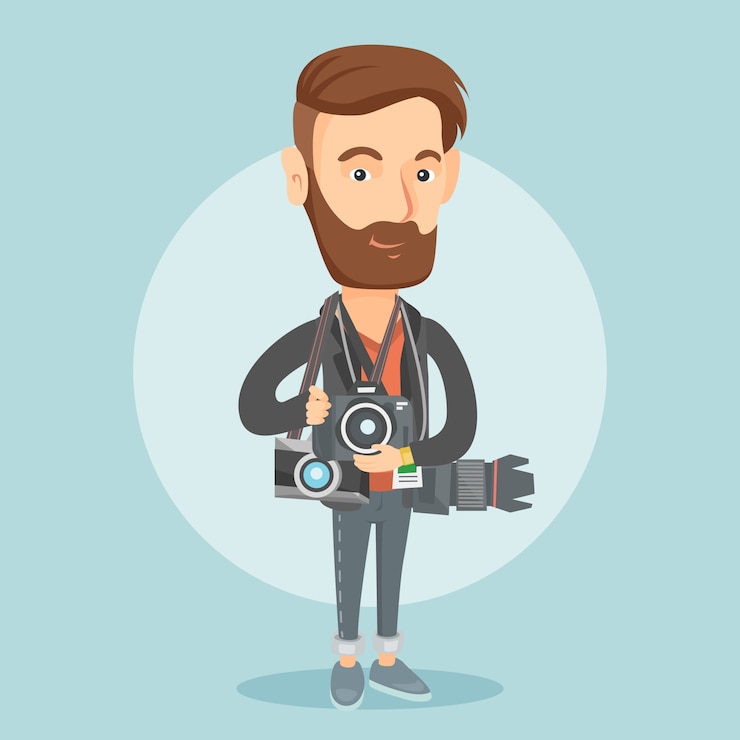 Vecteur photographe prenant illustration vectorielle photo.
