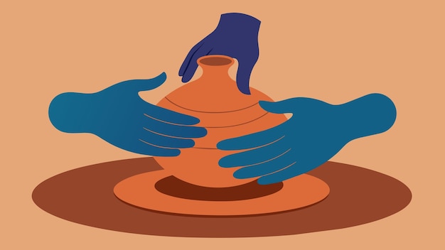 Une photographie détaillée d'une main de potier façonnant de l'argile provenant d'un lit de rivière à proximité.