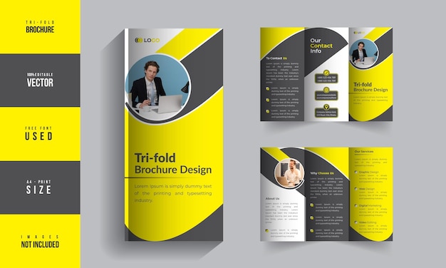 Vecteur photographie d'éducation et conception de modèle de brochure à trois volets d'entreprise