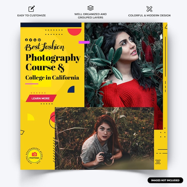 Photographie Instagram Post Web Banner Template Vecteur Vecteur Premium