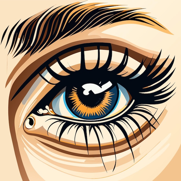 Vecteur photos en gros plan des yeux et des sourcils dessin animé dessiné à la main autocollant icône concept illustration isolée