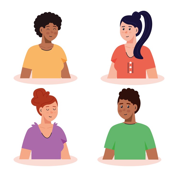 Vecteur photos de jeunes du groupe.