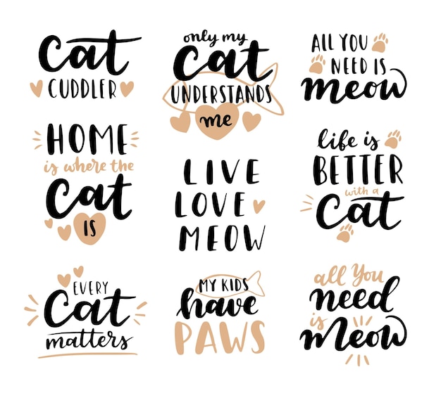 Phrase De Chat Noir Et Blanc. Citations Inspirantes Sur Les Chats Et Les Animaux Domestiques. Phrases écrites à La Main.