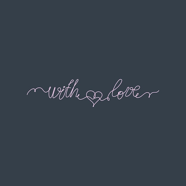 Phrase De Vecteur Avec Amour Avec Coeur Au Milieu Dans Un Style D'art En Ligne Sur Fond Sombre