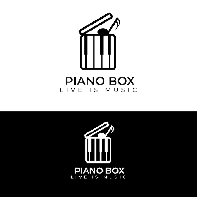 Piano Box Logo Entertainment Business Branding Design Vecteur Vecteur Gratuit