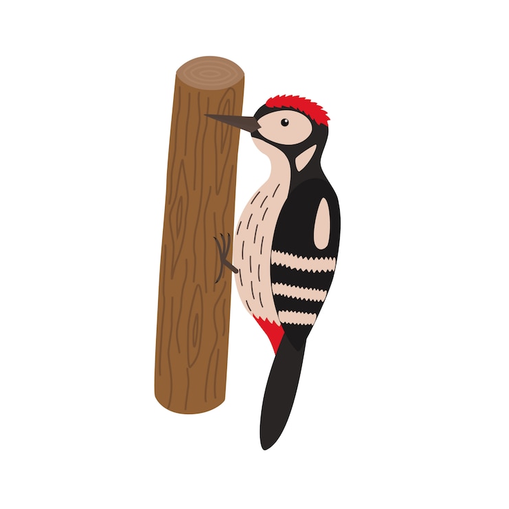 Vecteur pic de dessin animé sur un arbre