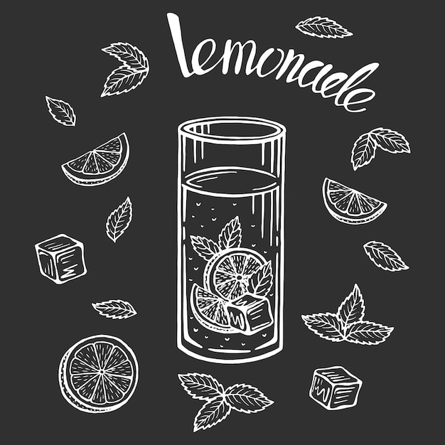 Pichet En Verre Avec Croquis De Limonade De Limonade Maison Malade D'été