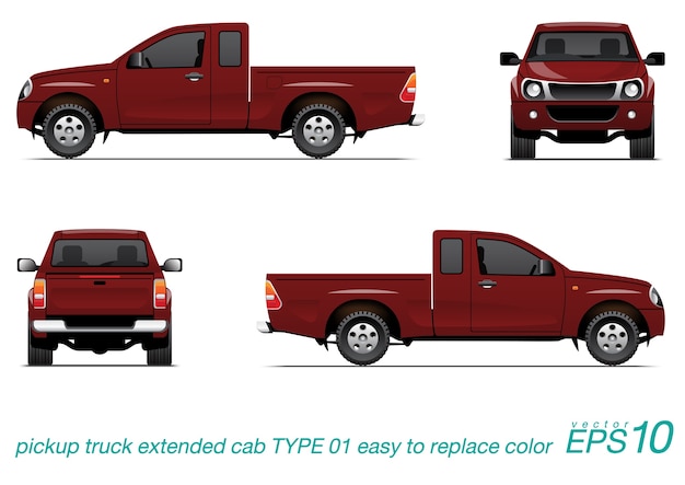 Pickup Rouge Cabine Prolongée