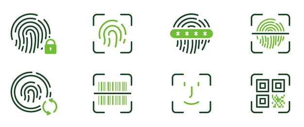 Pictogramme de vérification des empreintes digitales de la ligne d'identification biométrique