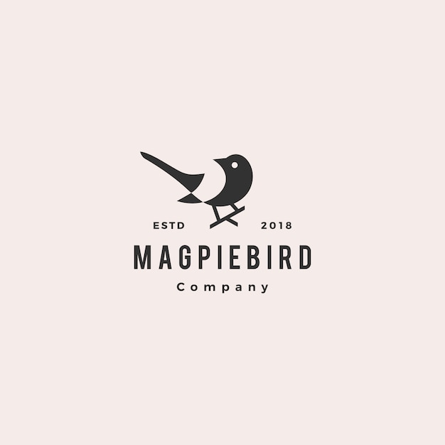 Pie Logo Oiseau Hipster Retro