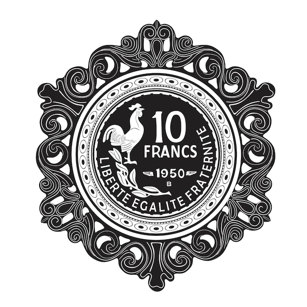 Pièce De 10 Francs Or 1950 Avec Cadre Ancien Collection Silhouette Fait Main