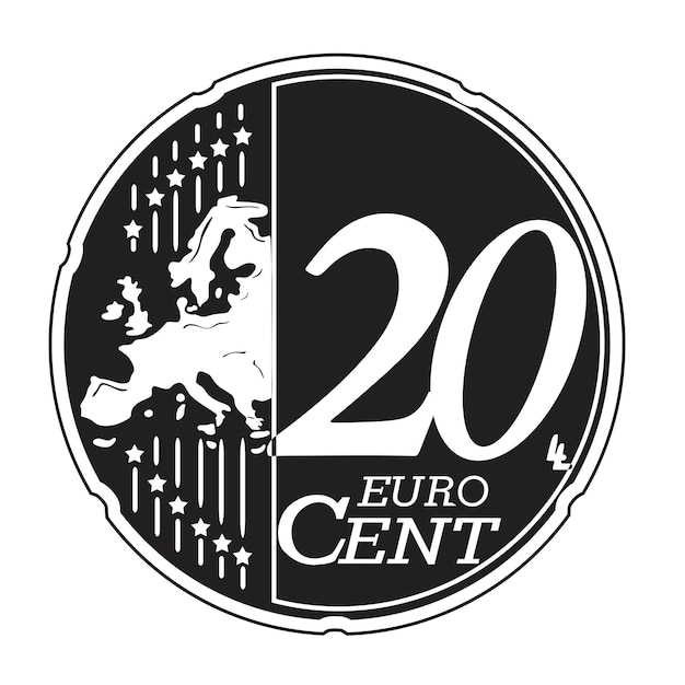 Pièce De 20 Centimes D'euro Design Silhouette Fait Main