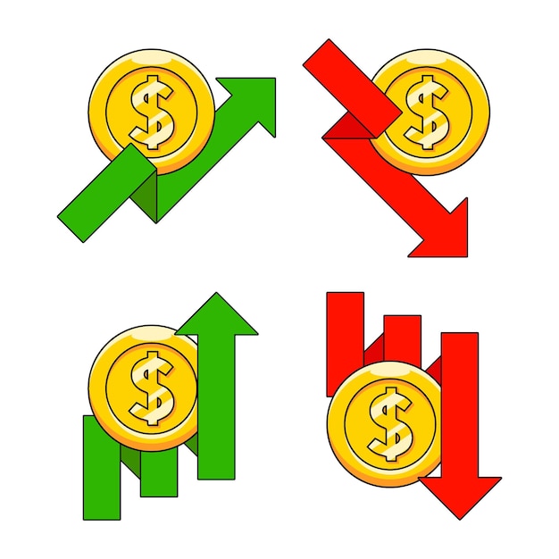 Pièce D'argent Icône Graphique économique Financier Pièce D'or Dessin Animé Style Vecteur Croissant Et Décrochant Logo